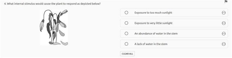 What internal stimulus would cause the plant to respond as depicted below? Exposure-example-1