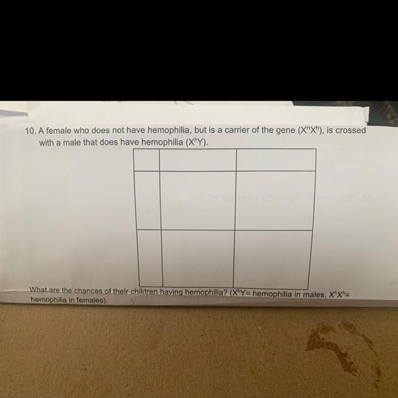 Children being color blind? 10. A female who does not have hemophilia, but is a carrier-example-1