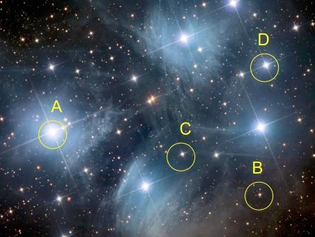 All the stars circled are the same size and give off the same amount of light. Which-example-1