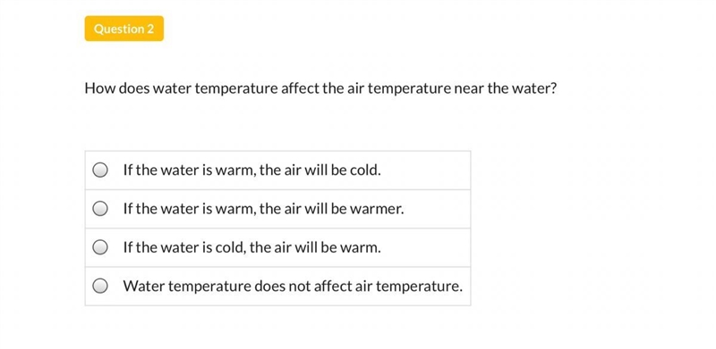 How does water temperature affect air temperature near the water-example-1