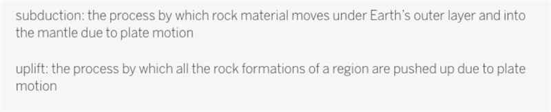 Use the definition in the image to answer these questions: How are subduction and-example-1