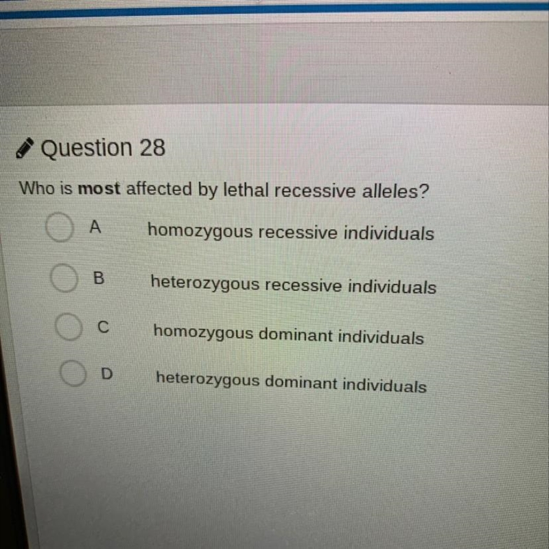 Who is most affected by lethal recessive allele-example-1