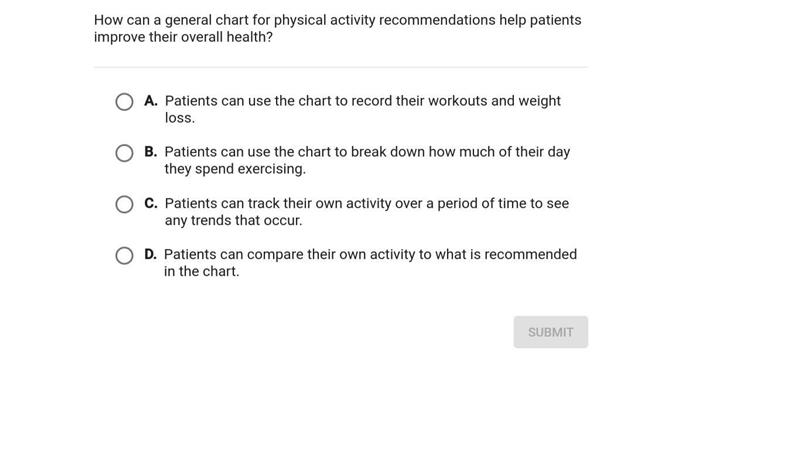 How can a general chart for physical activity help patients improve their overall-example-1