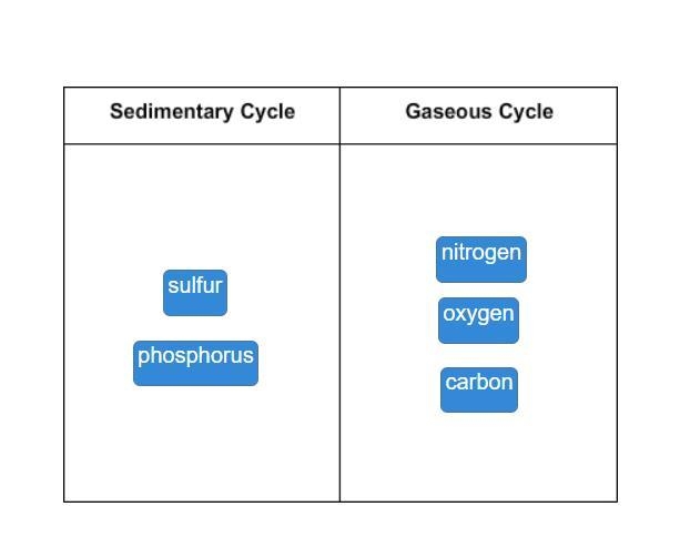 Match the elements to the type of cycle that they posses-example-1