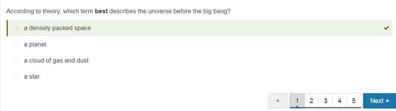 According to theory, which term best describes the universe before the big bang? a-example-1