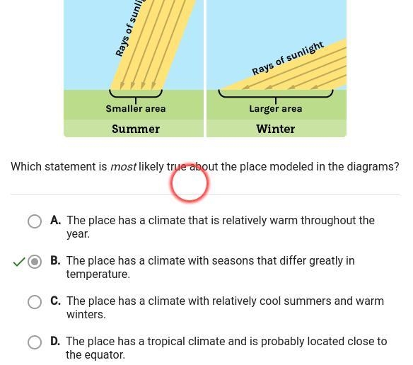 Which statement is most likely true about the place modeled in the diagram?-example-1