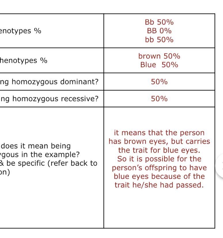 You create a punnett square to determine the probability of hair color being passed-example-1