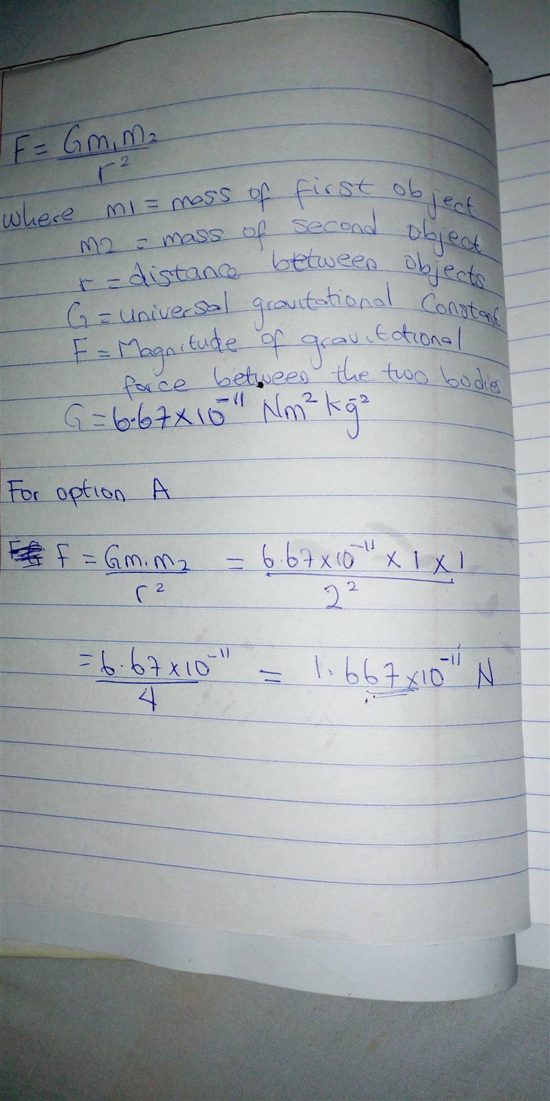 Four pairs of objects have the masses as described below, along with the distance-example-1