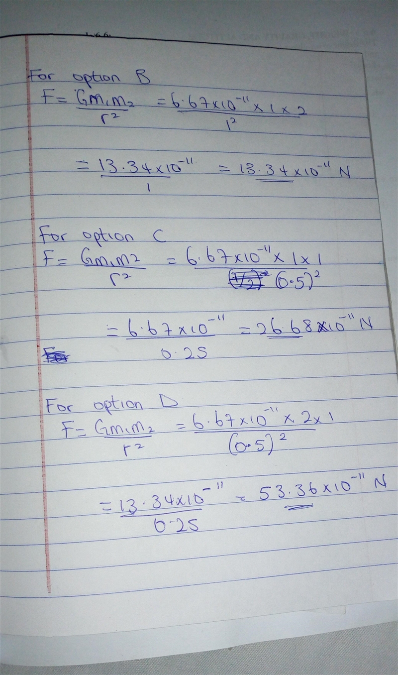 Four pairs of objects have the masses as described below, along with the distance-example-2