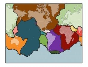 Identify the large brown tectonic plate and whether it is oceanic or continental-example-1