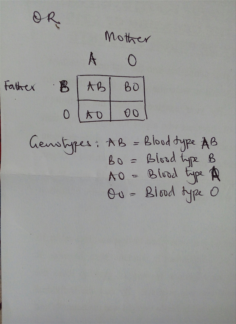 Could a child with type B blood with a mother of type A blood have a father with type-example-2