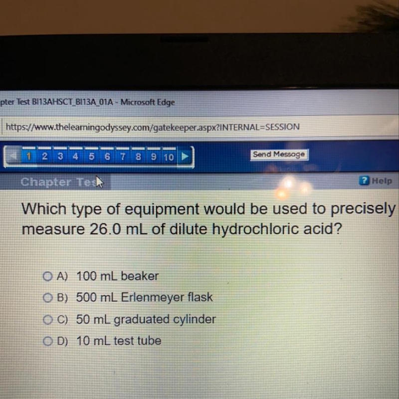 Which type of equipment would be used to precisely measure 26.0 ML of dilute hydrochloric-example-1