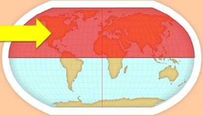 On the world map above, which hemisphere is highlighted? A. the Southern Hemisphere-example-1