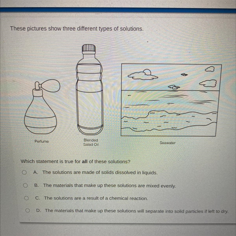 These photos show three different types of solutions. Which statement is true for-example-1