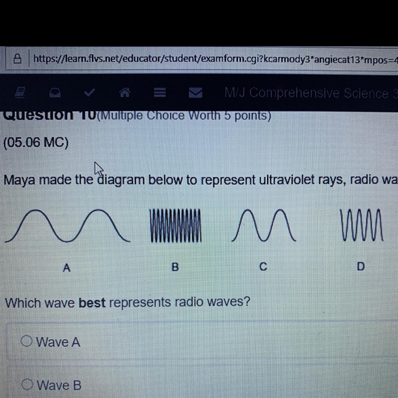 Maya made the diagram below to represent ultraviolet rays, radio waves, gamma waves-example-1