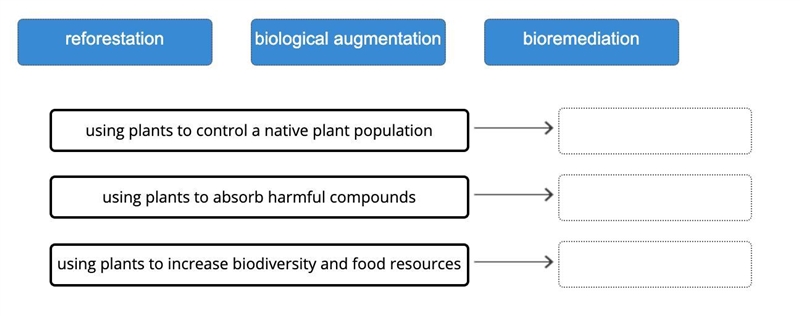 Drag the tiles to the correct boxes to complete the pairs. Match each biodiversity-example-1