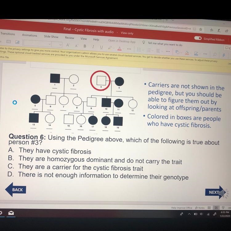 Using the Pedigree above, which of the following is true about person #3-example-1