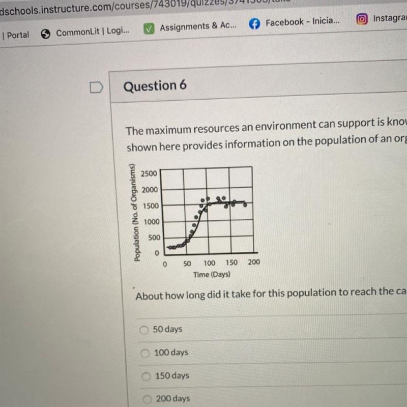 The maximum resources an environment can support is known as its carrying. The graph-example-1