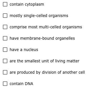 Living cells are classed as either prokaryotic or eukaryotic. Which of the following-example-1