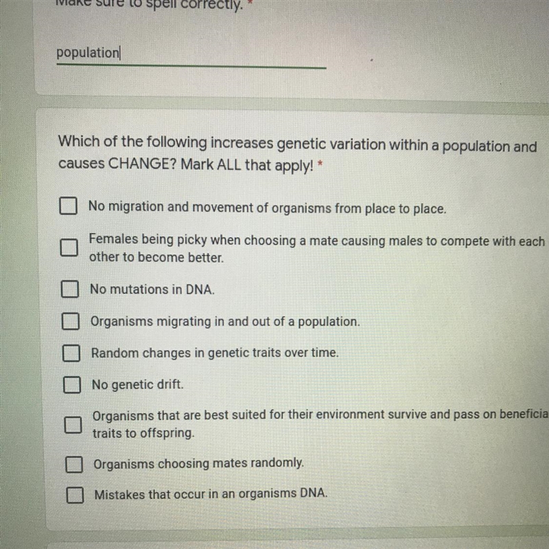 Which of the following increases genetic variation within a population and causes-example-1