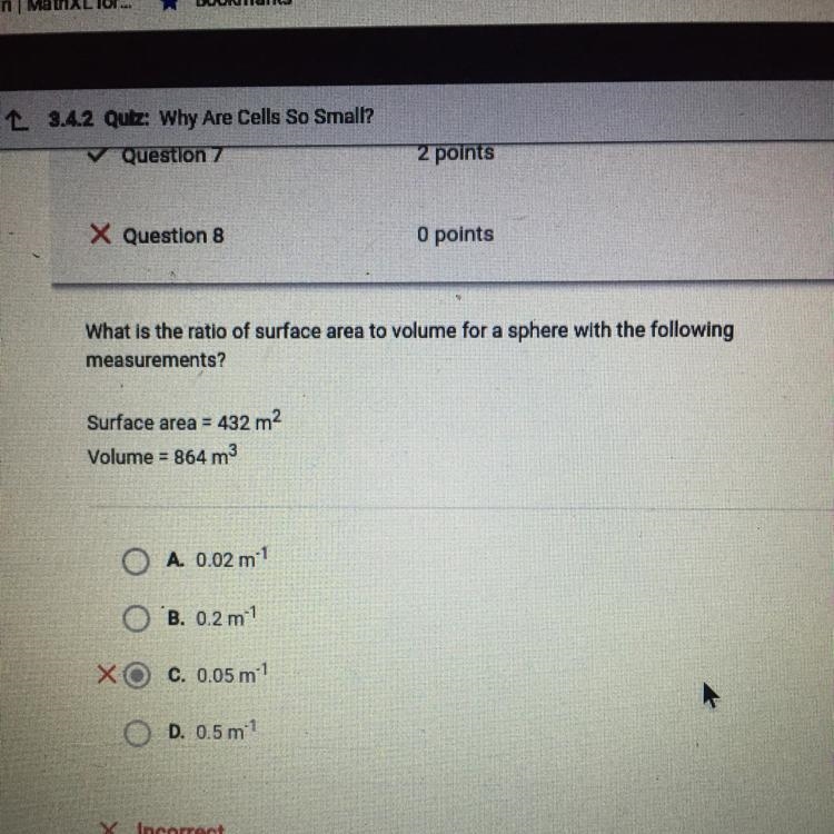 What is the ratio of surface area to volume for a sphere with the following measurements-example-1