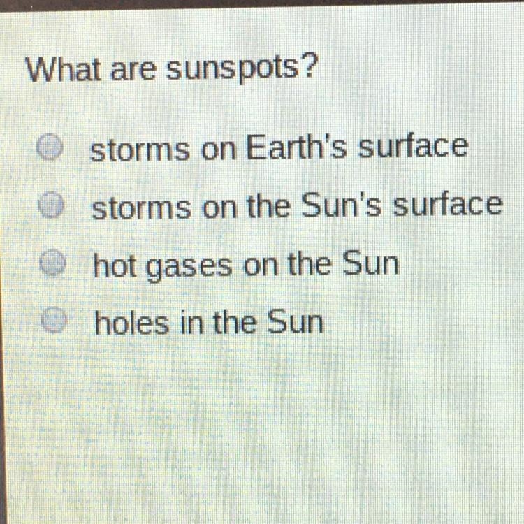 What are sunspots? (HURRY)-example-1