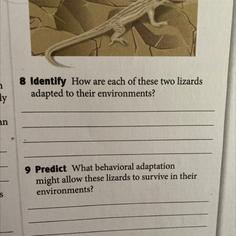 9 Predict What behavioral adaptation might allow these lizards to survive in their-example-1