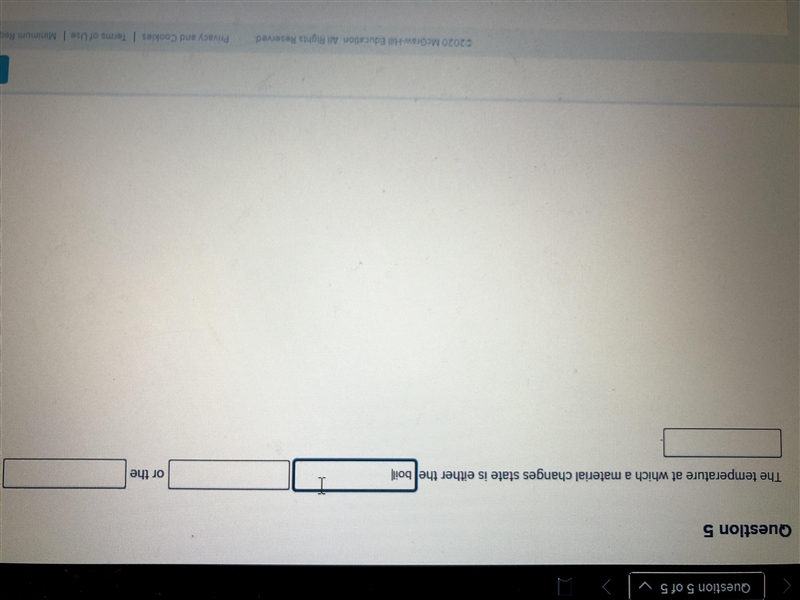 The temperature at which a material changes state is either the _____ ______ or the-example-1