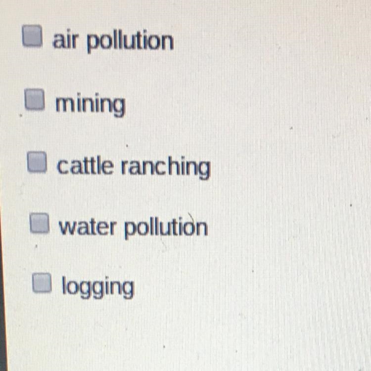 What are the main cause of deforestation? Select three correct options HURRY-example-1