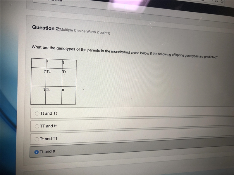 What are the genotypes of the parents in the monohybrid cross below if the following-example-1