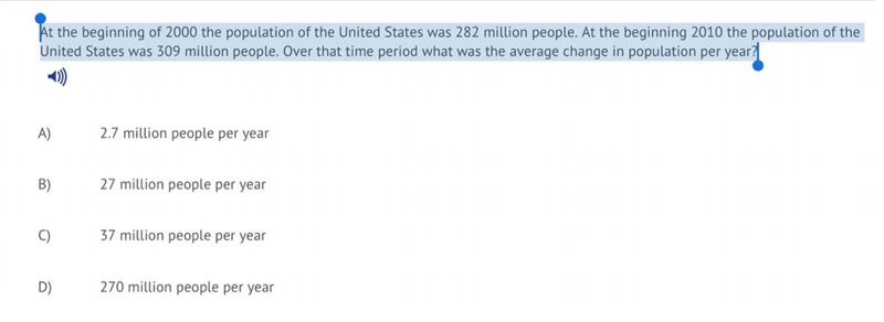 At the beginning of 2000 the population of the United States was 282 million people-example-1