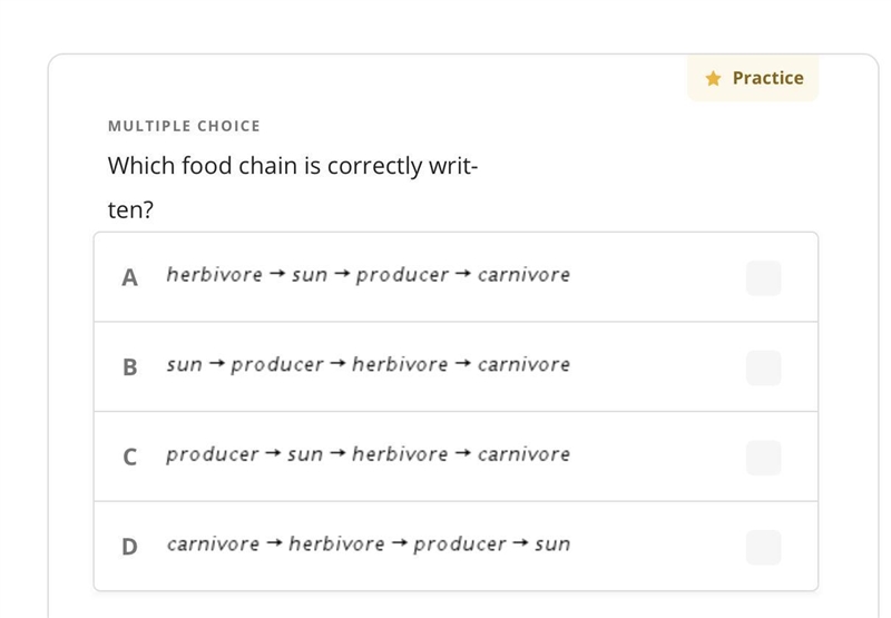 Which food chain is correctly written?-example-1