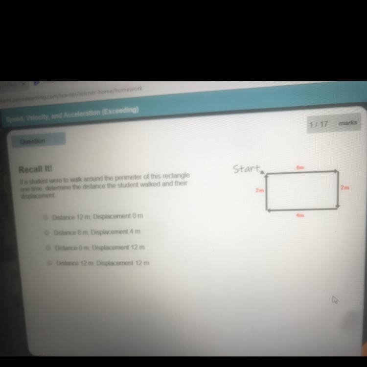 If a student were to walk around the perimeter of this rectangle one time, determine-example-1