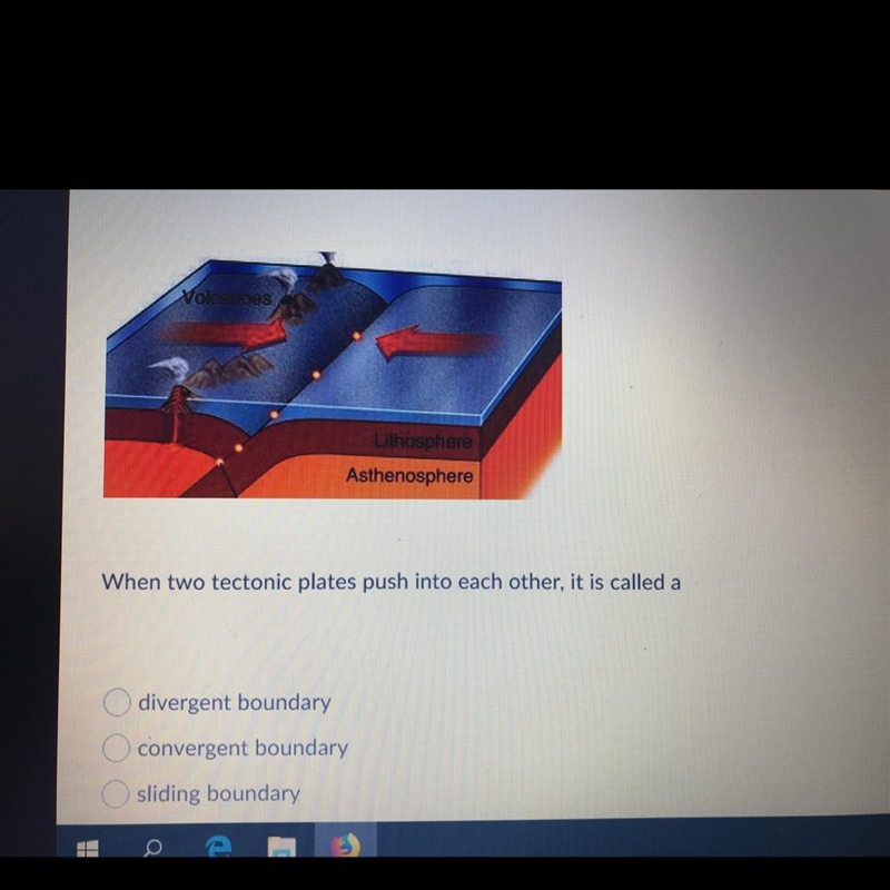 When two tectonic plates push into each other, it is called a divergent boundary convergent-example-1