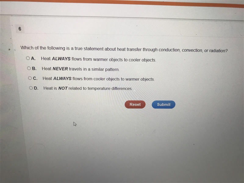 Which of the following is A true statement about heat transfer through conduction-example-1