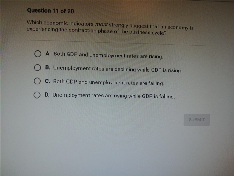 Whitch economic indicators most strongly suggest that an economy is experiencing the-example-1