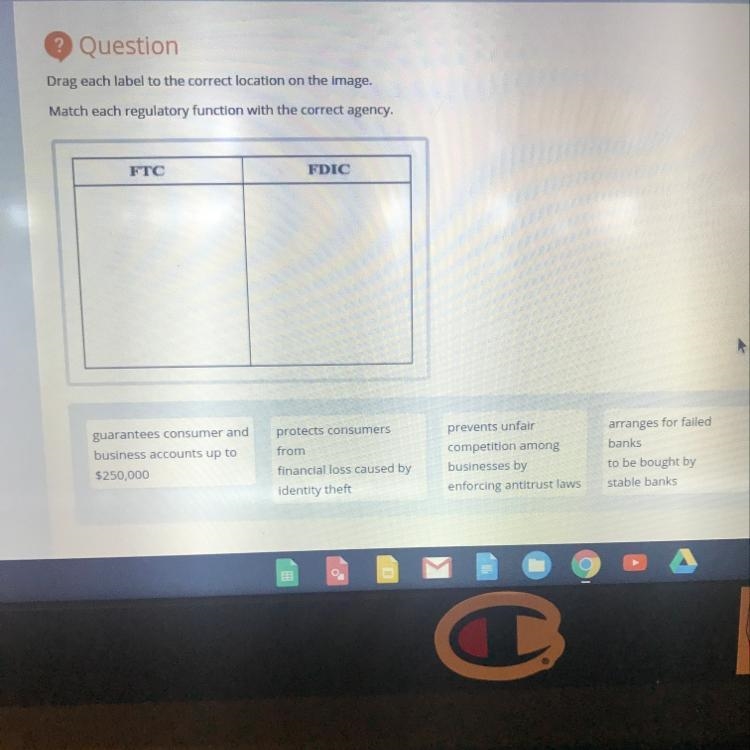 Match each regulatory function with the correct agency-example-1