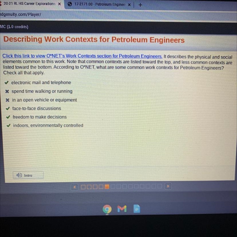 Click this link to view O*NET's Work Contexts section for Petroleum Engineers. It-example-1