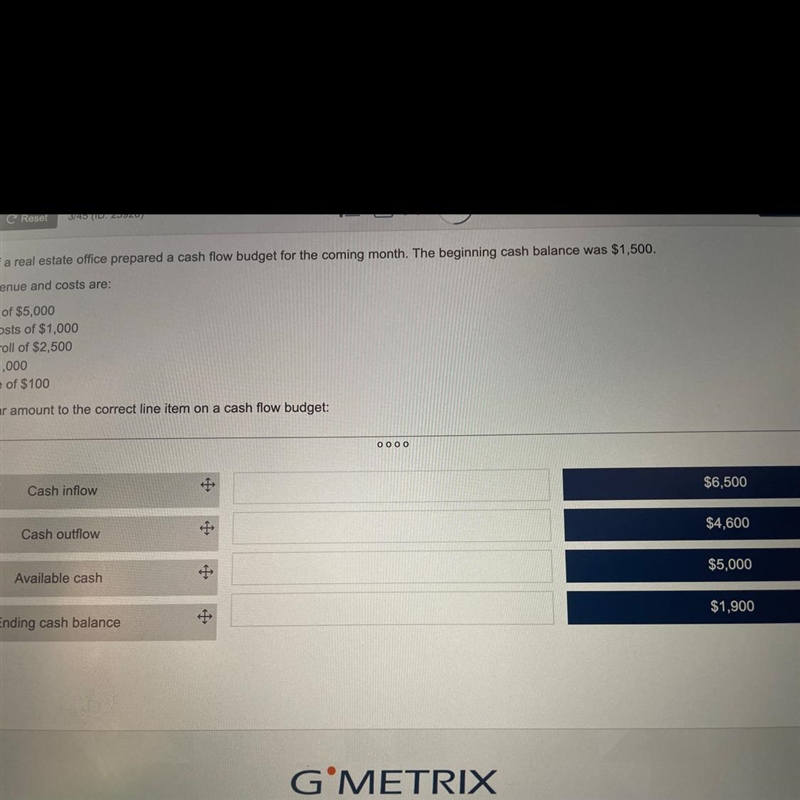 The owner of a real estate office prepared a cash flow budget for the coming month-example-1