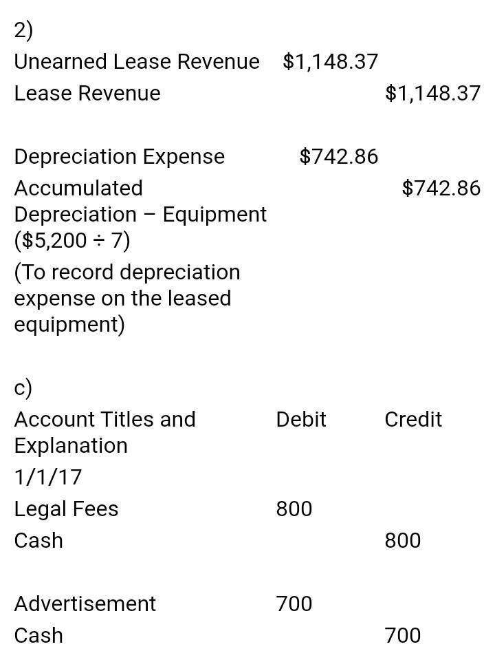 Blue Corporation leased equipment to Larkspur, Inc. on January 1, 2017. The lease-example-2