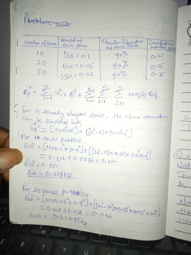 Portfolio standard deviation and diversification: You are asked to give financial-example-1