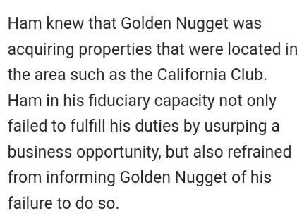 A. W. Ham Jr. served on the board of directors for Golden Nugget, Inc., a Nevada corporation-example-1