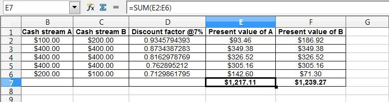 Find the present values of the following cash flow streams. The appropriate interest-example-1