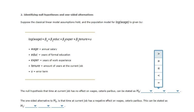 Suppose the classical linear model assumptions hold, and the population model for-example-1