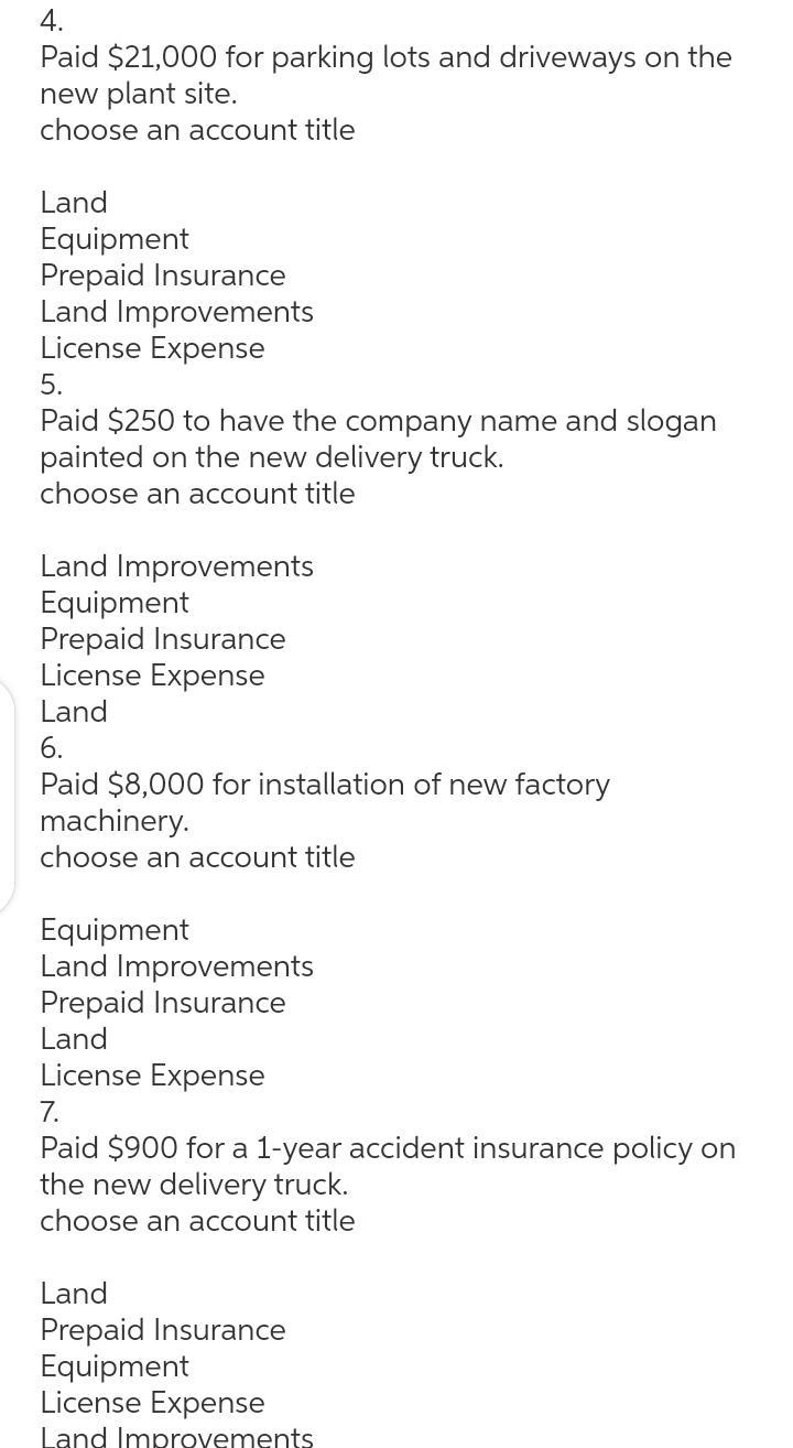 Paid $7,000 of accrued taxes at the time the plant site was acquired. choose an account-example-2