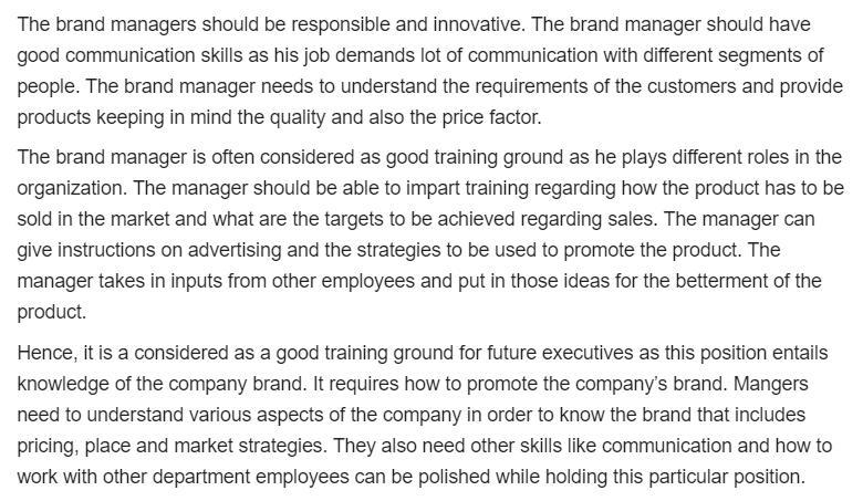 The manager of a consumer products firm said, "We use the brand manager position-example-2