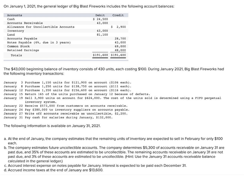 At the end of January, the company estimates that the remaining units of inventory-example-1