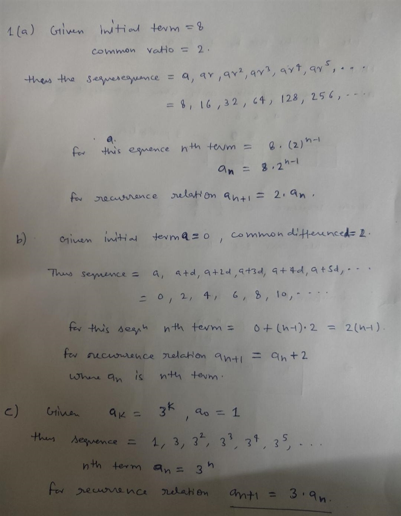 For each of the following sequences, • list the first 6 terms of the sequence. • provide-example-1