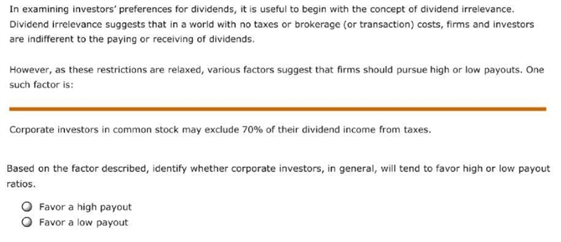 In examining investors’ preferences for dividends, it is useful to begin with the-example-1