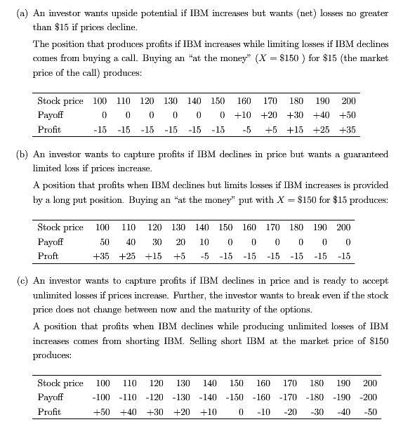 Construct profit diagrams or profit tables on expiration to show what position in-example-1